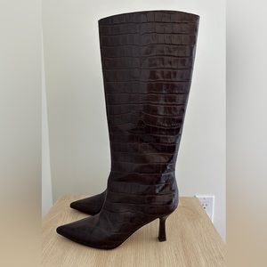 Dear Frances Ana croc knee high boots